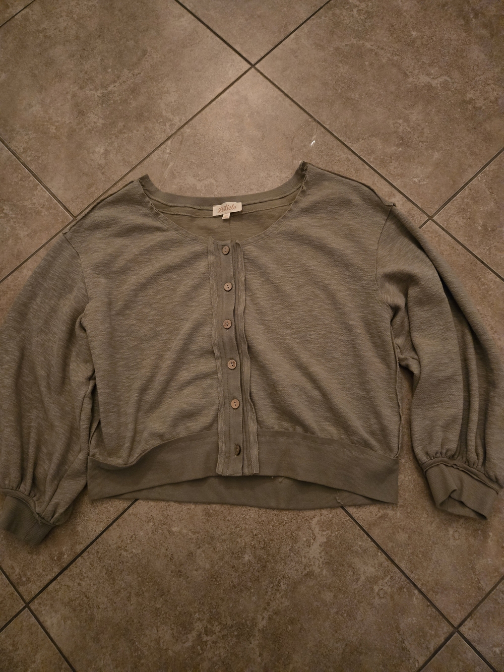 Listicle Olive Green Cropped Button-Front Cardigan
